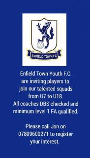 ENFIELD TOWN FC YOUTH TRIALS
